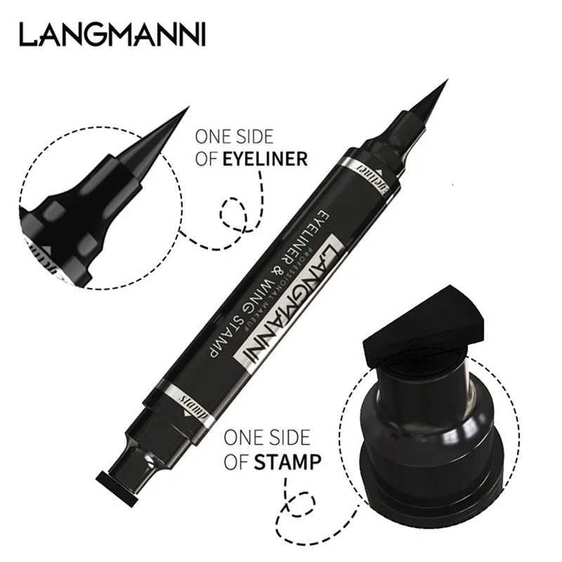 Doublehead Waterproof Liquid Eyeliner Quick Drying NonBlooming Sweat Proof Stamp Liner Pen 2 In 1 Long Lasting Eye MakeupL251024