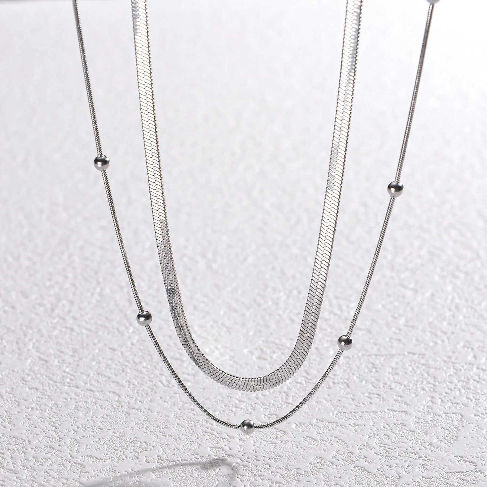 Punk Clavicle Flat Blade Snake Link Choker Necklace Gold Silver Color Fashion Stainl Steel Double Necklace Women Jewelry GiftXJ251024