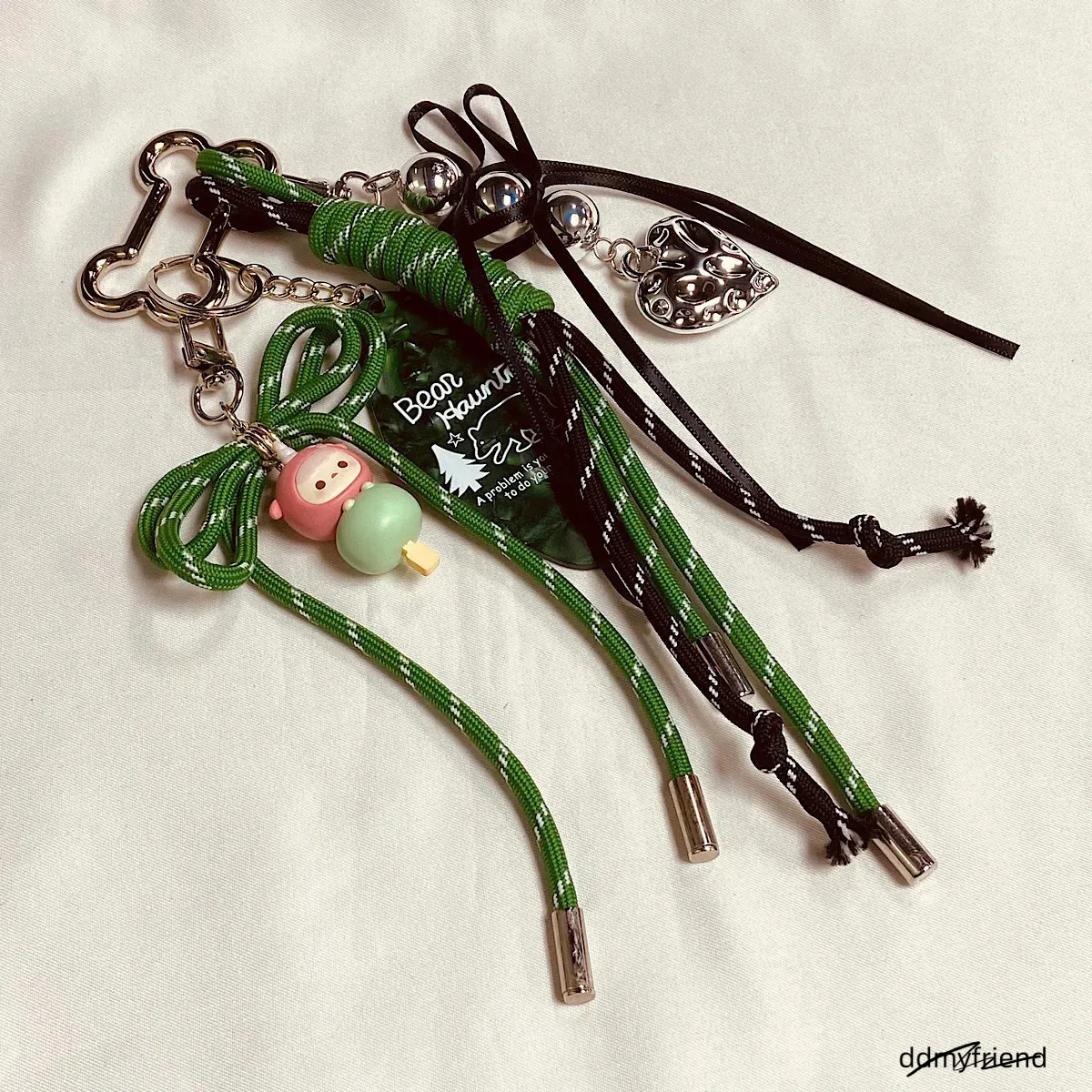 Rope Keychain Charm Chain Retro Bracelet Bags Cartoon Pendant Bowknot Love Versatile Bag Accessories Gift Ddmyfriend