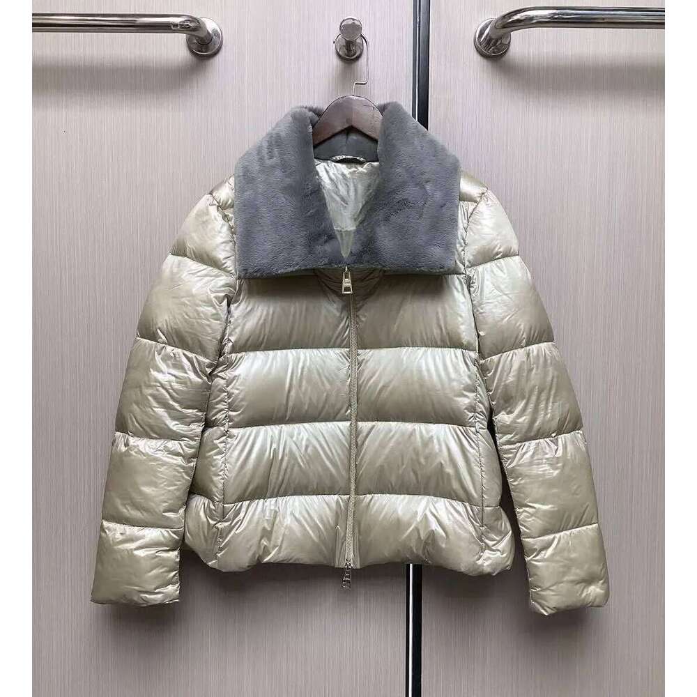 2025 New Style Zipper Fur Collar Large Lapel Temperament Commuter Down Jacket Coats Designer Women