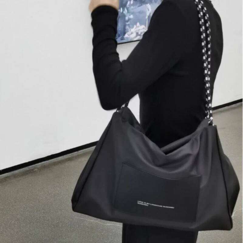 Trendy High-Capacity Simple Japanese Gym Bag Vintage All Match Y2k Aesthetic Women's Handbags Korean Casual Sports Shoulder Bags