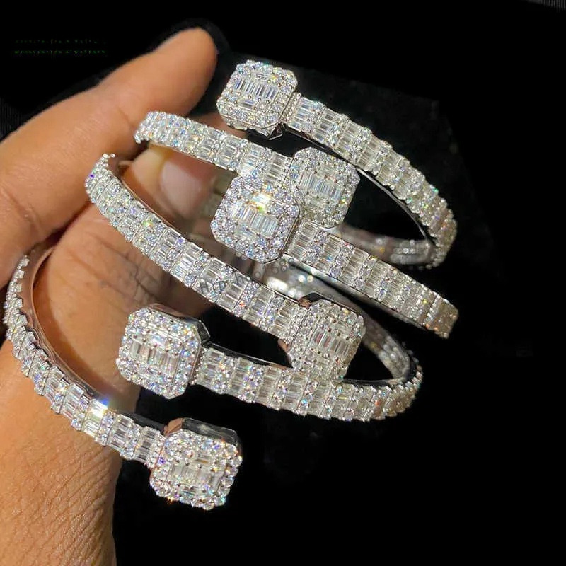Fashion Bangle Bracelet Sterling Sier, Baguette Cut Style - Statement Jewelry For Couples Ddmyfriend