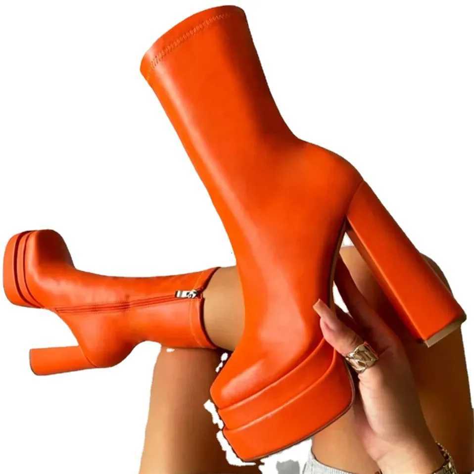 Woman Shoe 2023 New in Fashion Platform Boots Ladies High Quality Luxury Women Leather Boots Super High Heels Boots Women W251024