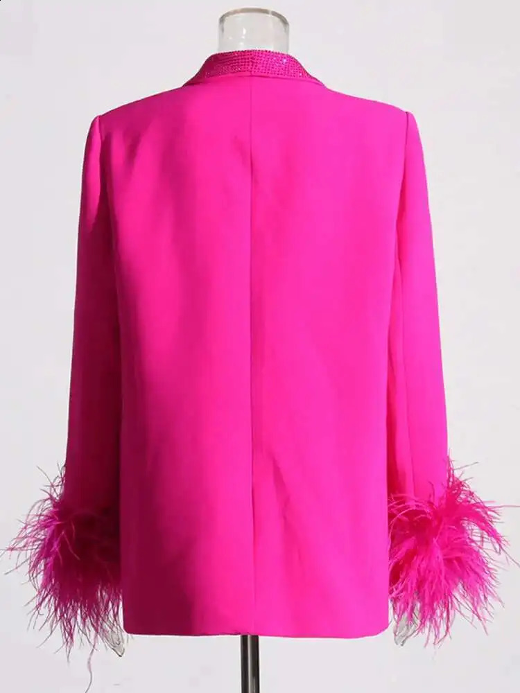 ZMEENNA Summer Sequins Diamond Burr Patchwork Solid Color Singlebutton Elegant Fashion Womens Blazer XF1980 251023