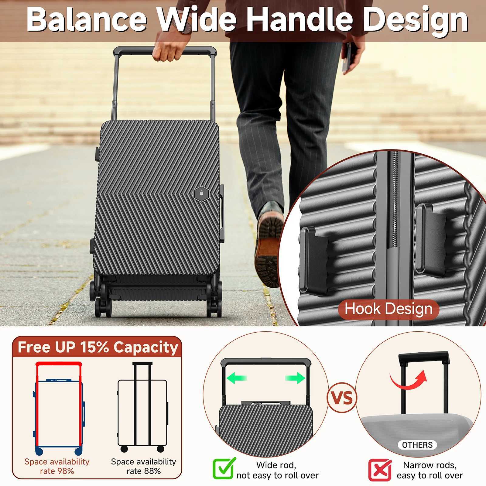 Lightweight 22 Carry on Luggage Hard Shell Suitcase with 360Spinner Wheels Airline Boarded Suitcase LSA Lock Dual ZippersW251024