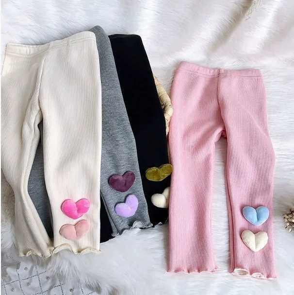 16Y Fleece Lined Leggings for Girls Winter Warm Bear Patch Elastic Pants Soft Kids Trousers Teenage Girls ClothingT251024