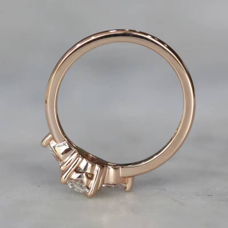 Moissanite Wedding Rings Set Three Stone 18k Gold VVS 15Oct Oval High Quality Custom Moissanite Ring