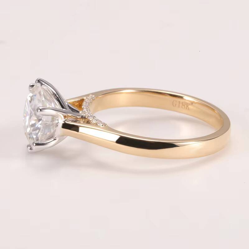 Factory Customized Diamond Ring 10k 14k 18k Mix Yellowwhite Gold Round Shape 8mm 2carat GRA Moissanite Wedding Ring