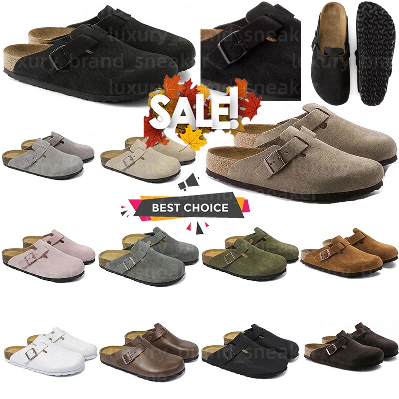 Designer slippers Men Women clogs Slides Brown Black Pink Grey high quality soft suede leather taupe mens fashion outdoor indoor sandals