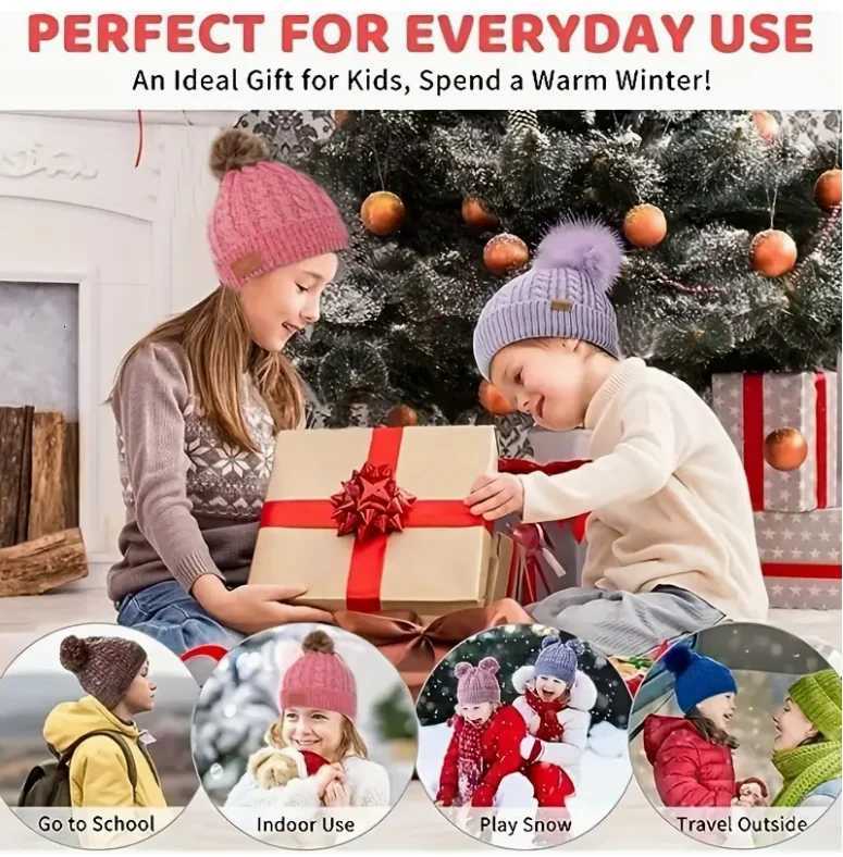 3pcsset Winter Childrens Warm Plus Velvet Scarf Baby Knitted Hat Gloves For 28 Y Best for Christmas ThanksgivingL251024