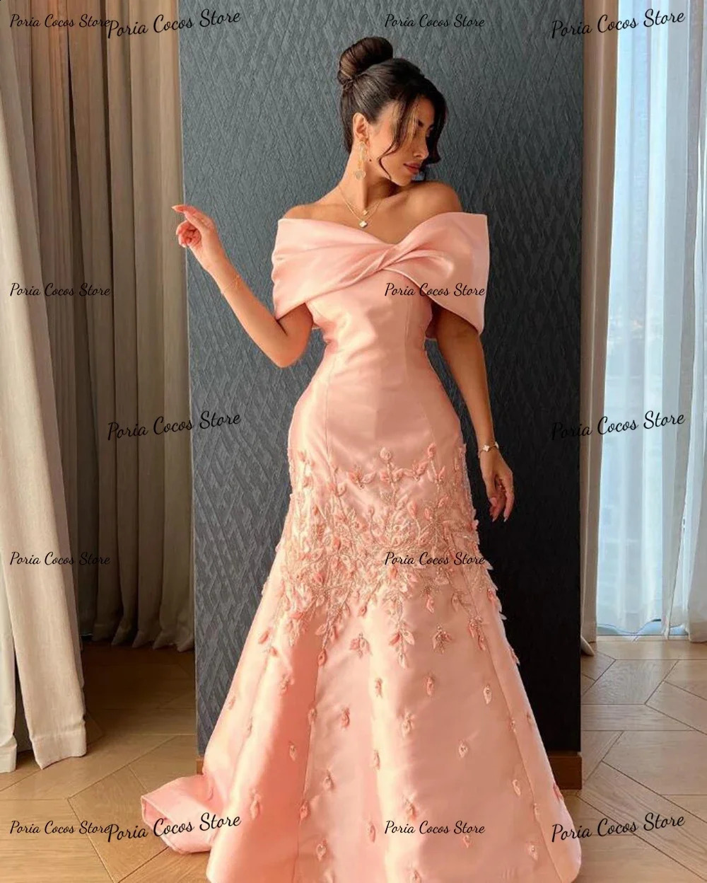 Customized Exquisite Off Shoulder Prom Gown Aline Satin V Neck Evening Party Dresses Sexy Backless Banquet Party Dress for Wome 251023