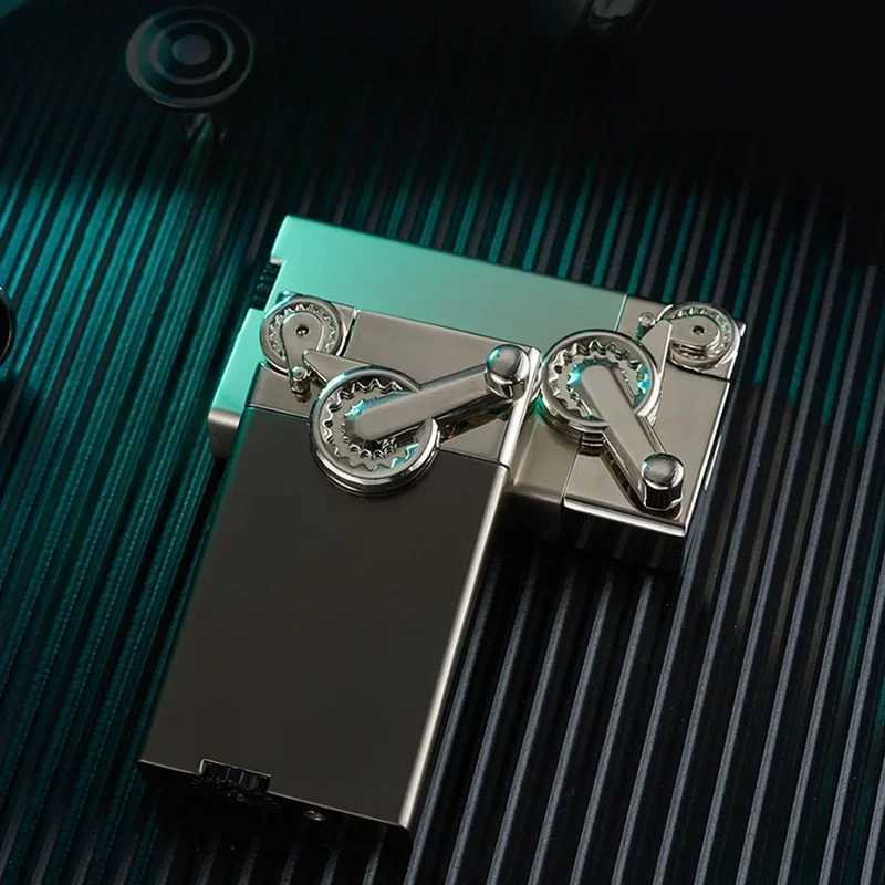 Creative Gear Swing Arm Windproof Jet Blue Flame Butane Gas Torch Lighter Metal Portable Business Cigar Lighters Smoking Gifts D251024