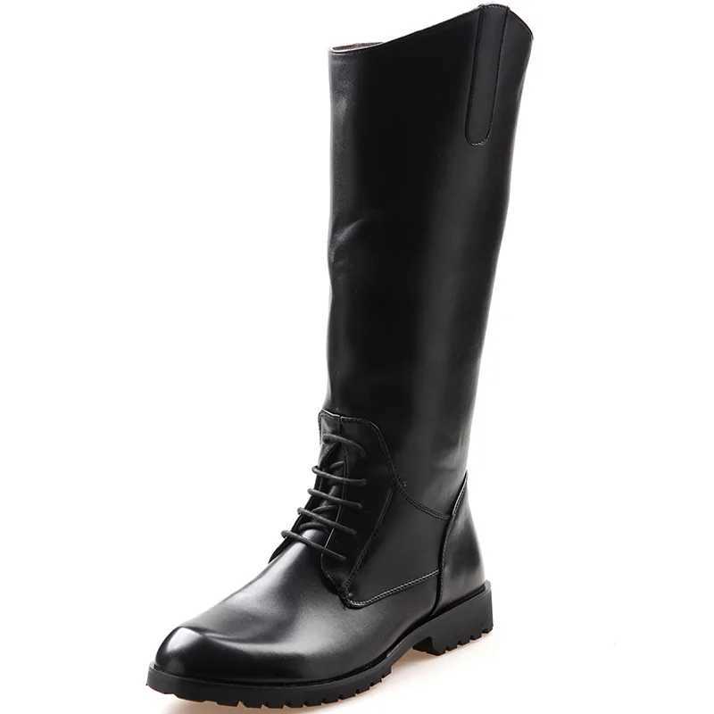 Fashion Casual Tall Leather Boots Back Zipper Mens Cowboy Boots Long Cavalier Soft Leather Riding Boots Motorcycle Boots 3746 W251024