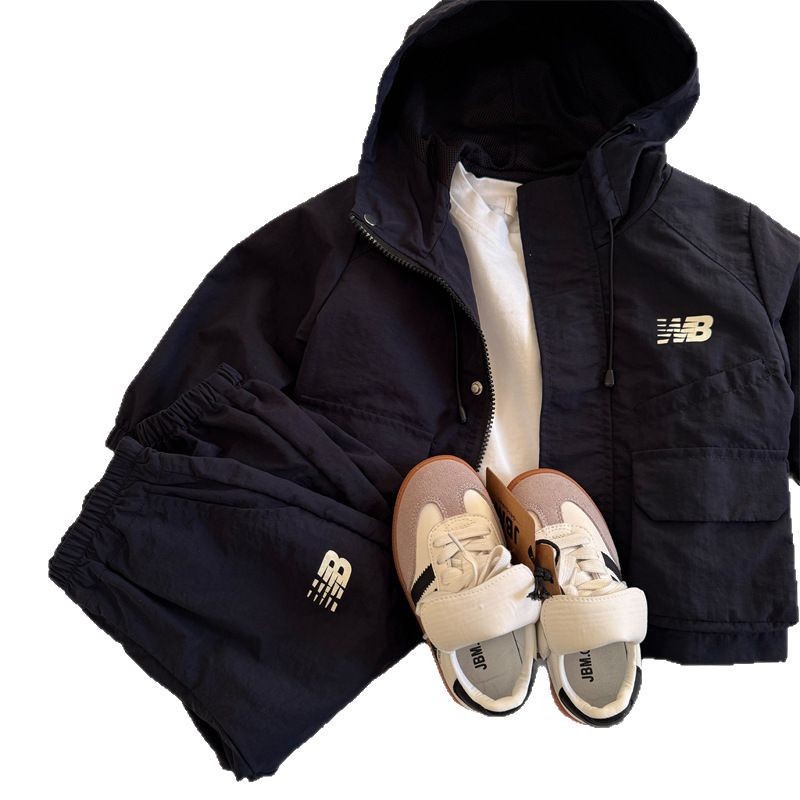 luxury kids clothing Boys Spring Autumn Set 2025, Letter Print Jacket and Pants 2-Piece, Fashion Style Casual Outfit Free Shipping