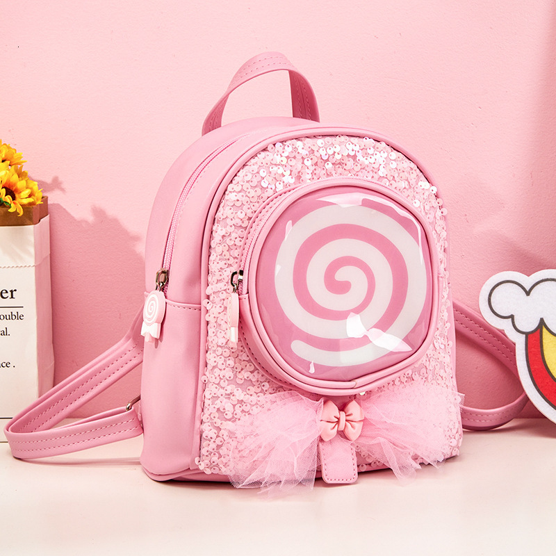 New designer fashionable girl backpack, casual travel lollipop backpack, LED light cute princess children's backpack
