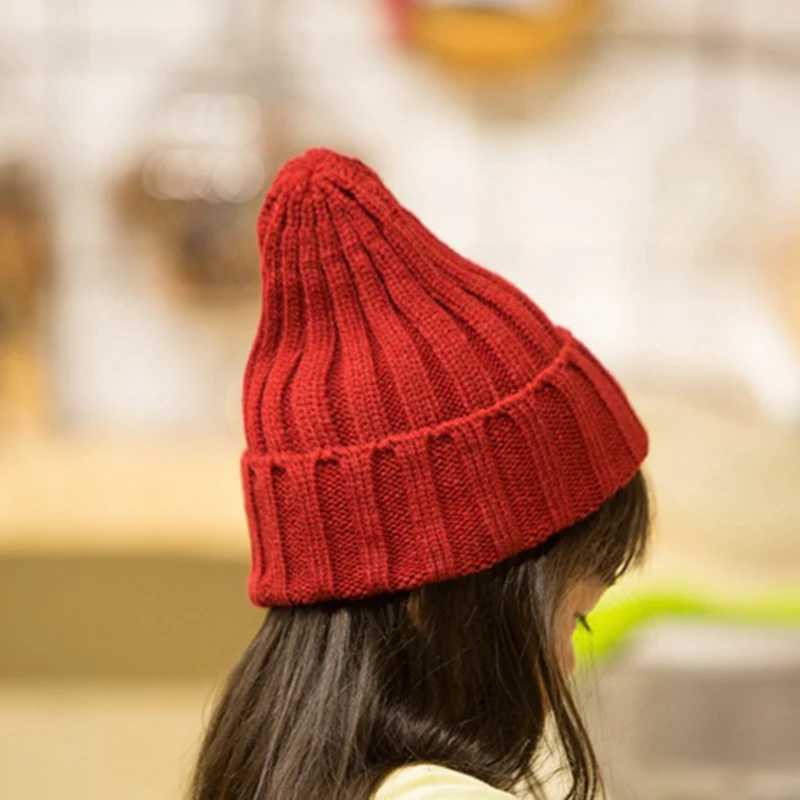 Solid Color Baby Skullies Beanie Winter Warm Kids Knitted Hat 14year Boy Girl Children Pullover Cap Thick Woolen Crochet BonnetL251024