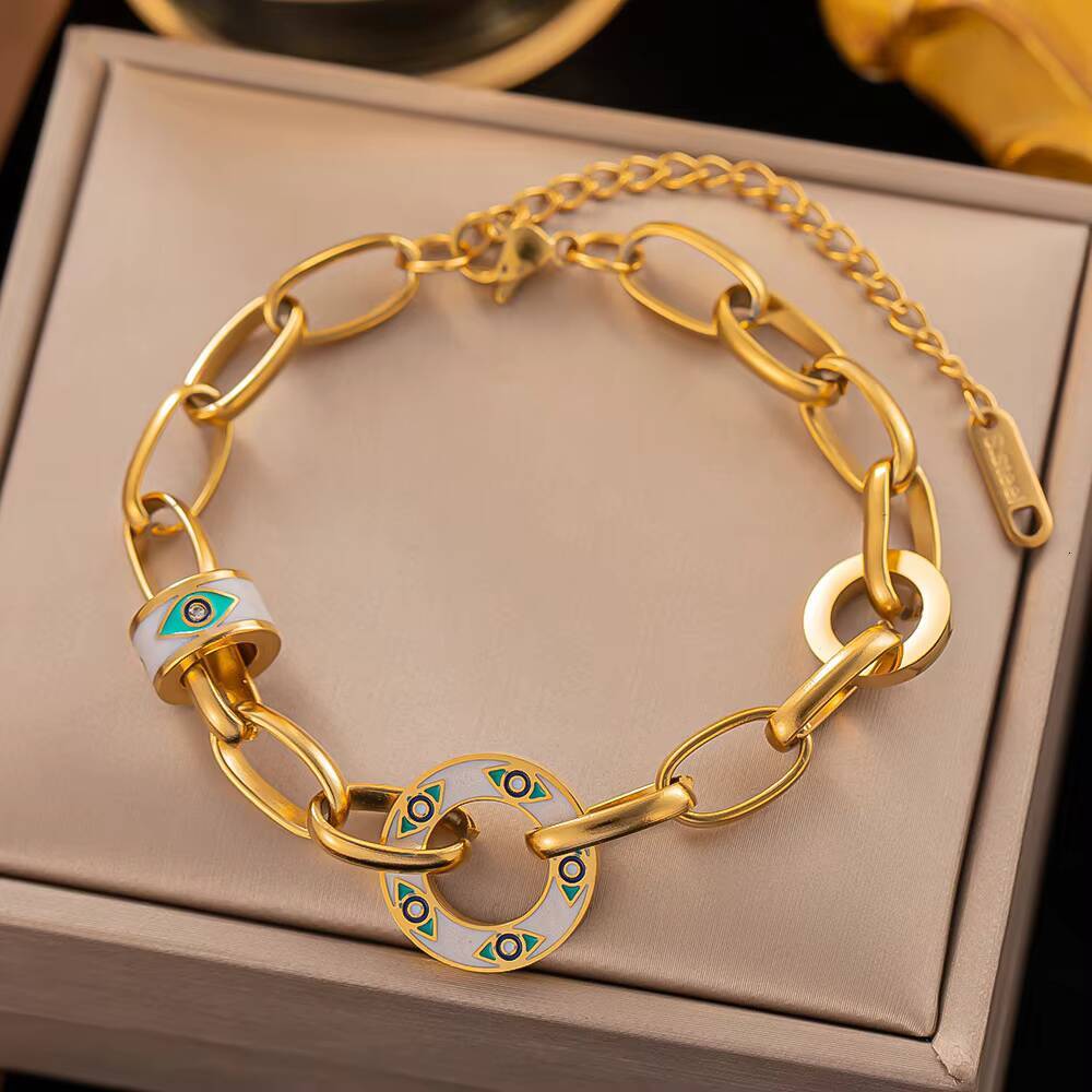Wholesale High Quality Niche Fashion Simple Stainless Steel Oil Dripping Painted Titanium Steel Bracelets for Women