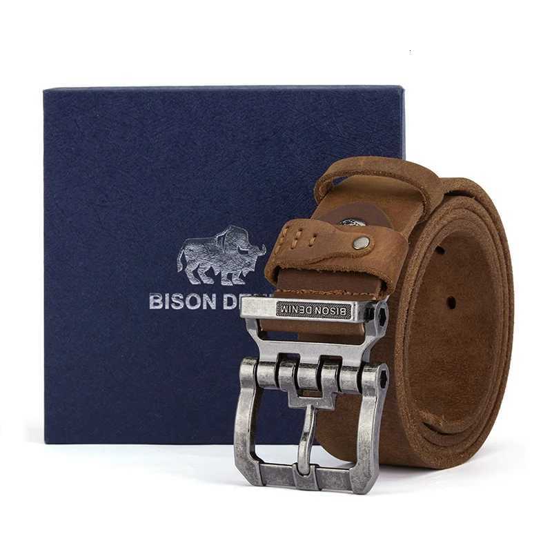 BISON DENIM Genuine Leather Belt For Men High Quality Buckle Jeans Casual Belts Vintage Business Cowboy Waistband Free Shipping W251024