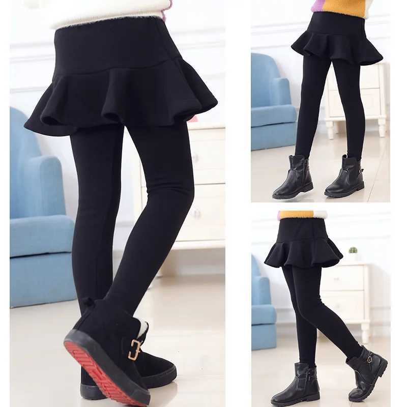 Winter Fleece lined Leggings For Baby Girls Children Legging With Skirt Thick Child Girls Pants Kids Girl Toddler Warm TrousersT251024