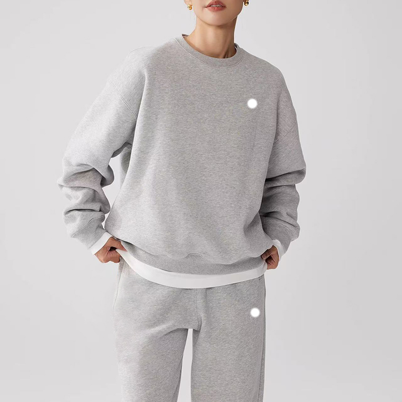 Yoga hoodies CREW NECK PULLOVER Outfit Warm Sweatshirts Silver on chest Loose Sweatwear Unisex Casual Top Fashion Outwear Jackets S-XXXL