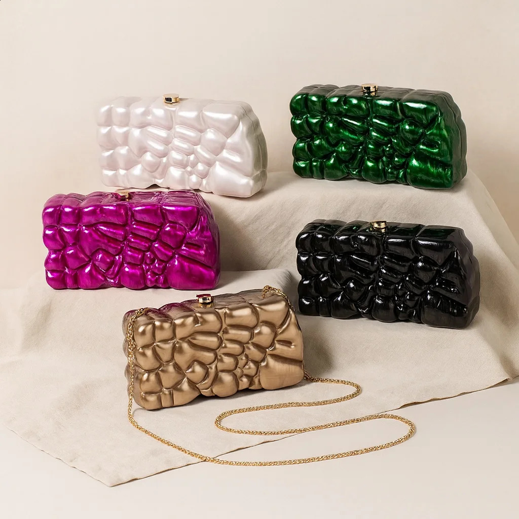 One shoulder oblique span bag Shaped shell acrylic bag Fashion wedding dinner clutch bag 251023