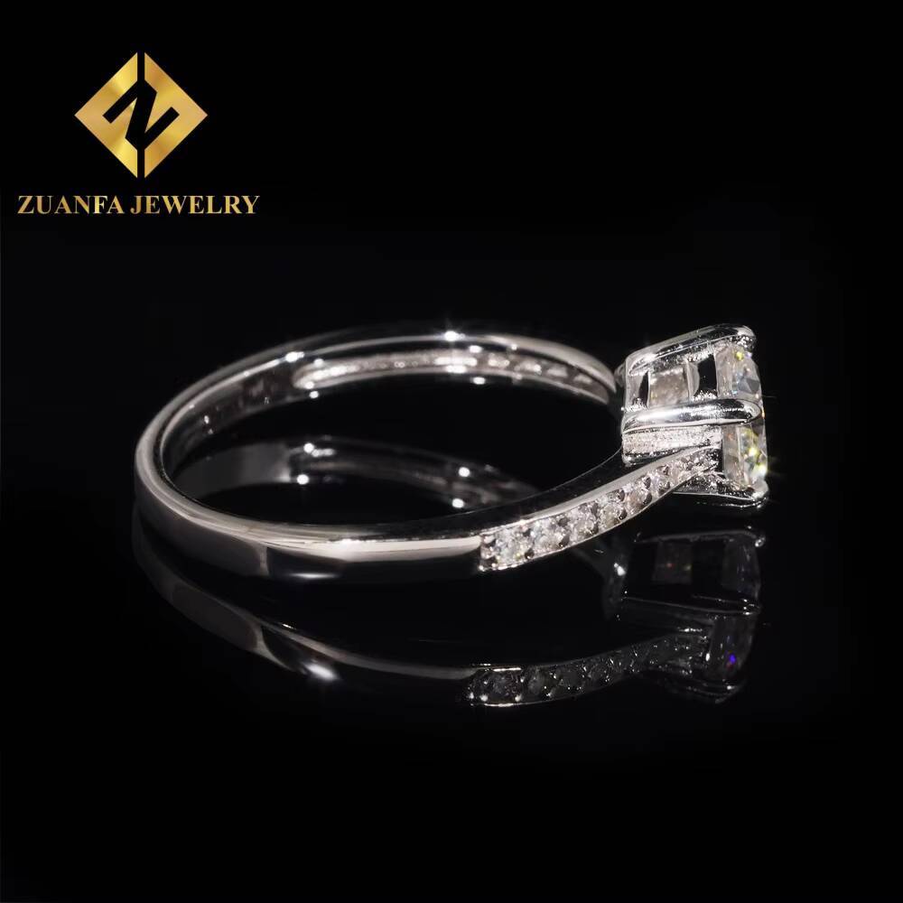 Fashion Jewelry Round Shaped Eternity Moissanite Engagement Ring Trendy 6 Claws GRA Certificate Moissanite Wedding Ring