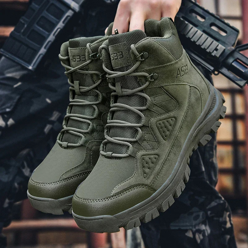 Basic Boots Men Tactical Boots Tactical Desert Combat Boots Work Safety Shoe Snow Leather Winter Zip Outdoor Casual Sneakers 251021