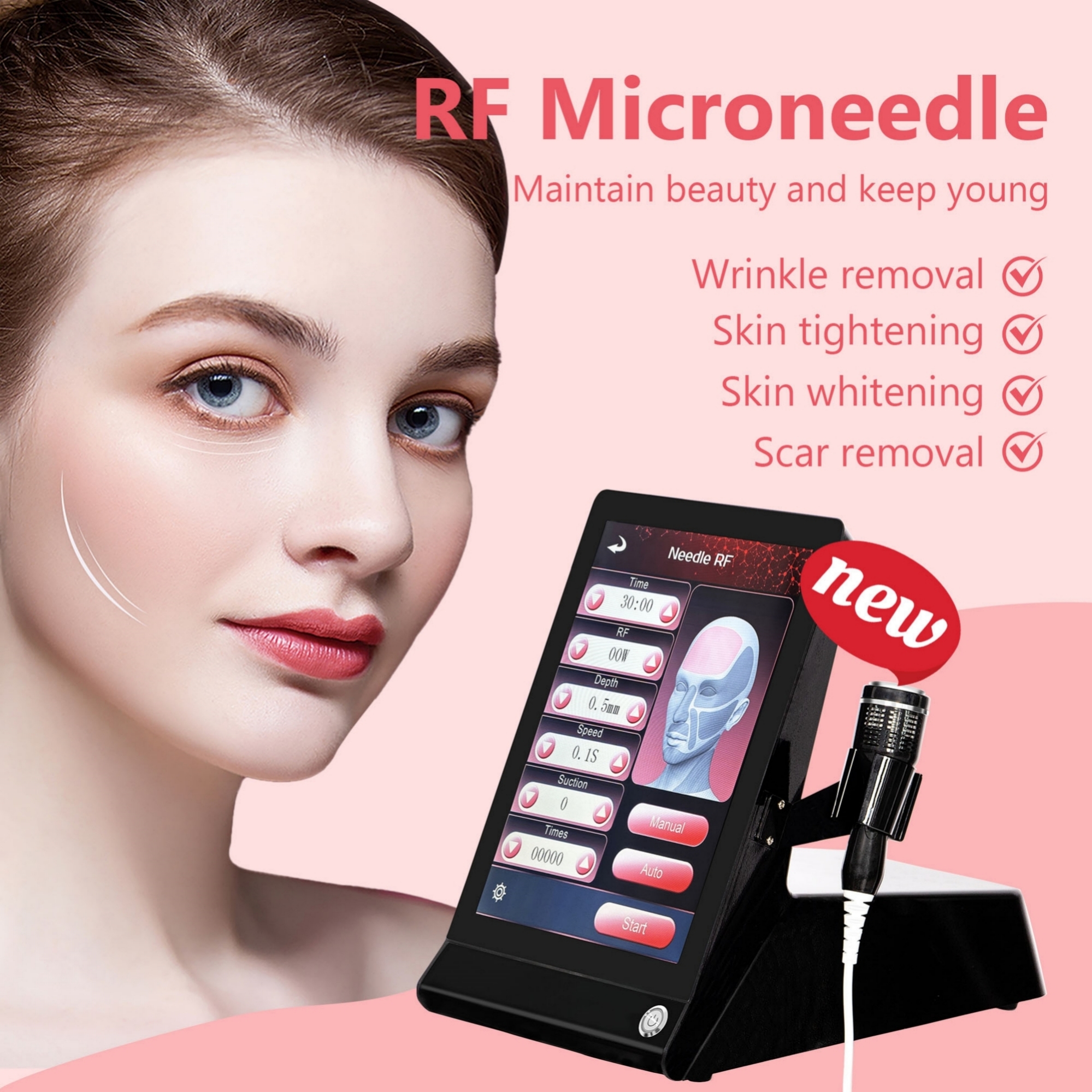 Rf Micro-Needle Beauty Instrument Fades Fine Lines and Purifies Pores. Multifunctional Beauty Salon Instrument Professional NEW