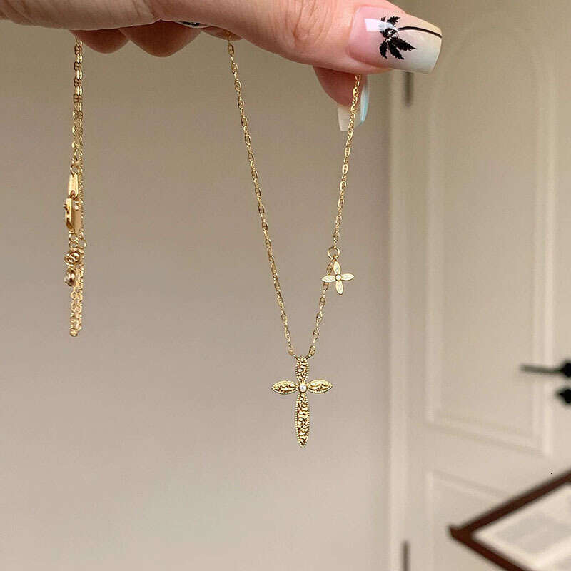 High-end Cross Pendant Necklace for Women Long Accessory Jewelry Niche