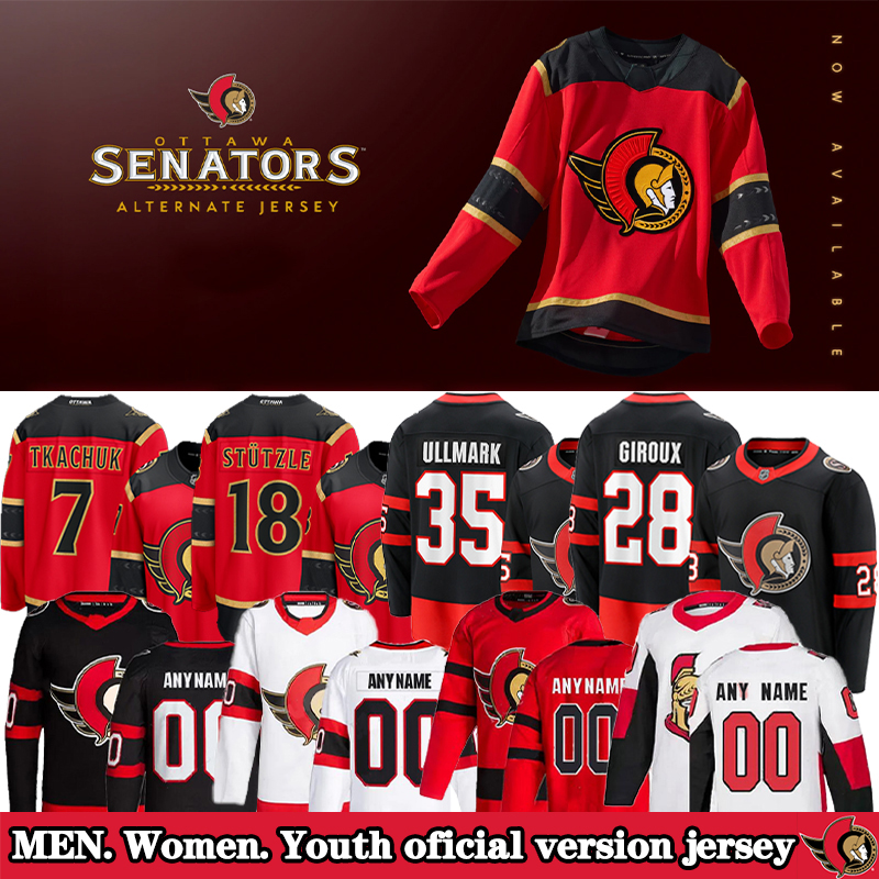 Ottawa Senator Jersey 7 Brady Tkachuk jersey 28 Claude Giroux 35 Linus Ullmark hockey jersey Thomas Chabot Josh Norris Adam Gaudette Artem Zub jersey