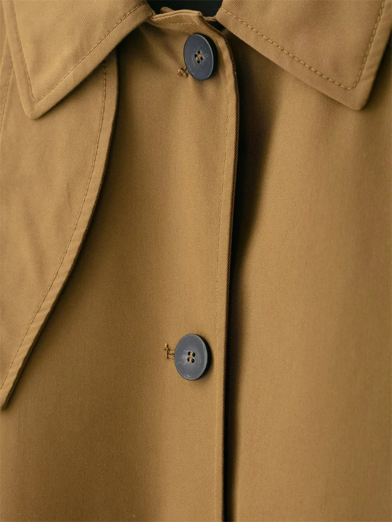 Womens Jacket Fall Camel Long Sleeve British Style Simple Trench Coat Casual Fashion Loose and Versatile 251021