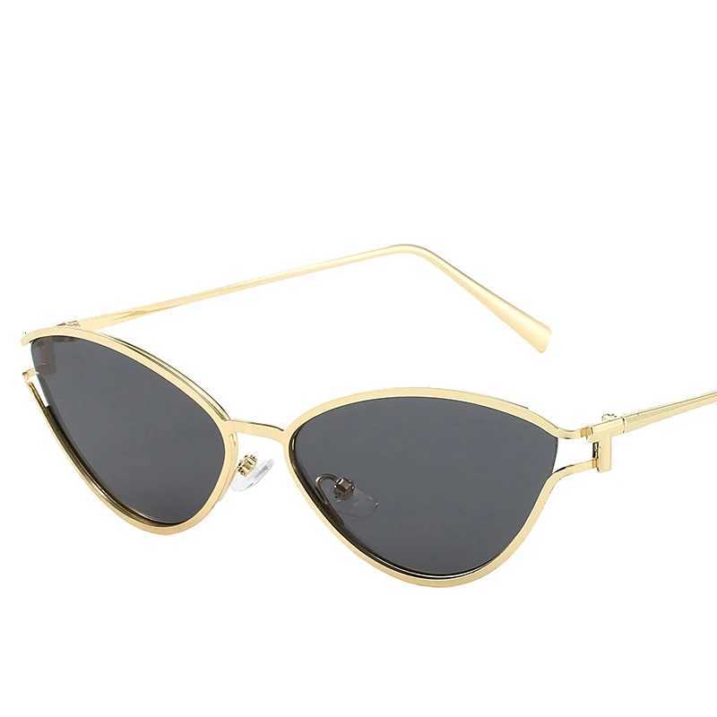 Brand Small Cat Eye Sunglasses Women Luxury 2042 Unique Metal Frame Brown Sun Glasses Trendy UV400 Eyewear Shades VintageT251024