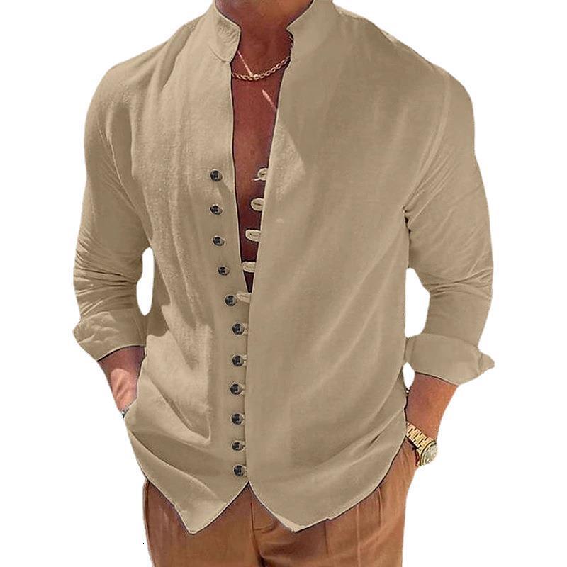 2025 New Men's Pure Cotton Casual Loose Long Sleeve Shirt
