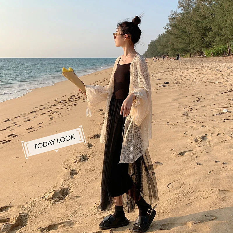 Cardigan Women Hollow Out Thin Summer Sweet Preppy Style Ulzzang Solid Allmatch Korean Femme Simple Chic Daily Mujer Tops 251013
