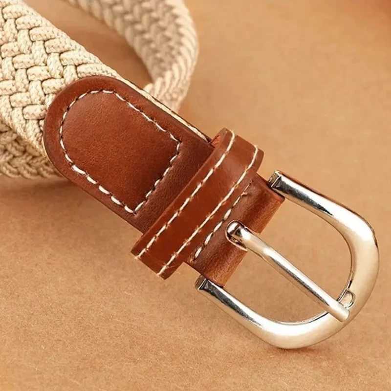Casual Elastic Waist Belt Adjustable Canvas Woven Strap with Alloy Pin Buckle NoHole Stretch Design for Men and Women W251024