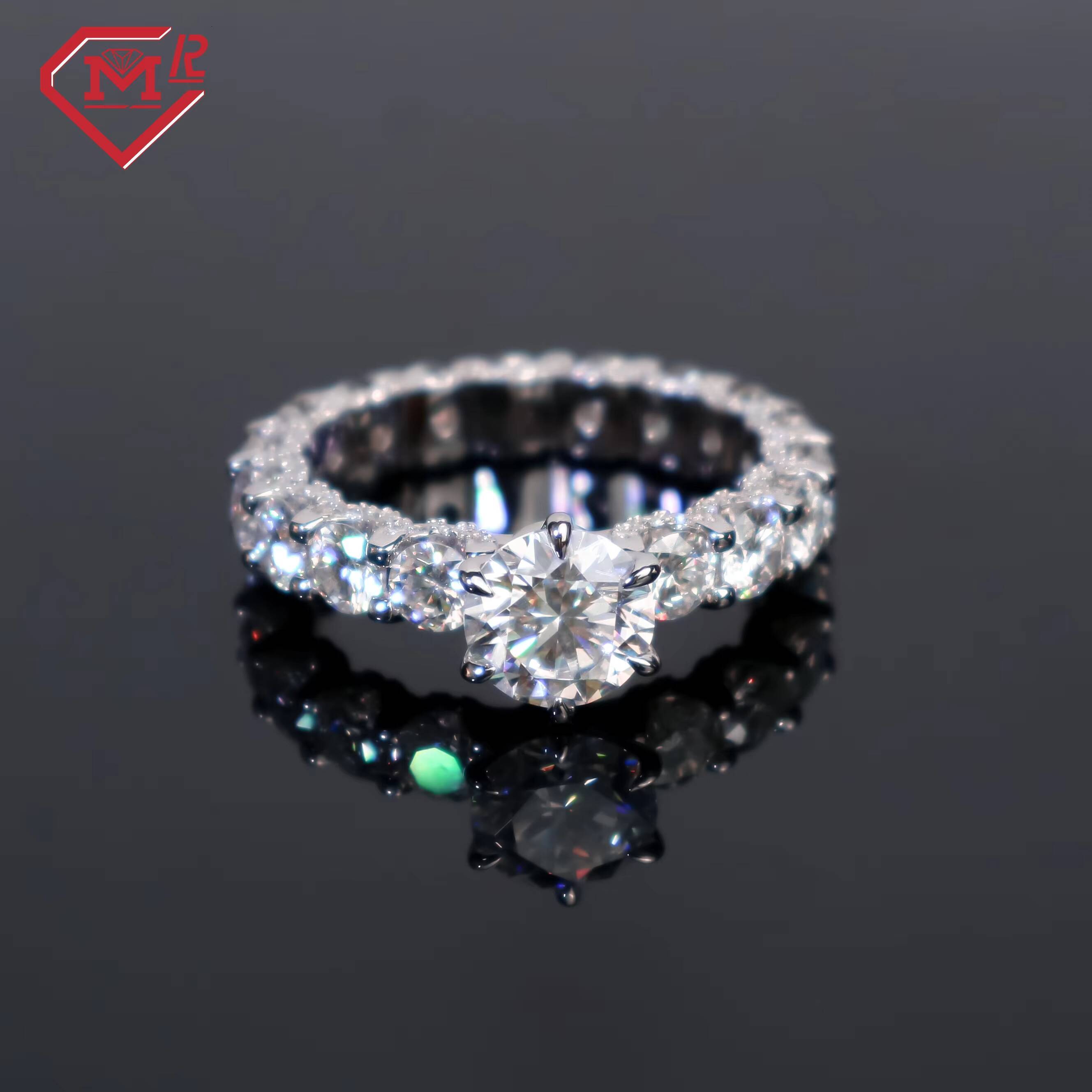 Custom Moissanite Engagement Ring S925 Gra Certificated Luxury Tennis Hip Hop VVS Moissanite Ring