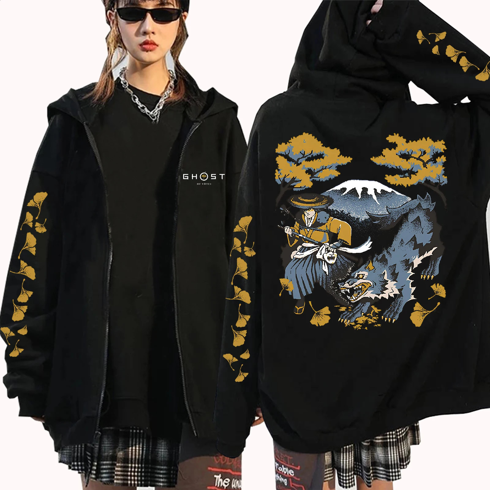 Ghost of Yotei 2025 Printed Zipper Hoodie Harajuku Oversized Game Merch Pullover Hoodies Y2k Zip Up 251018