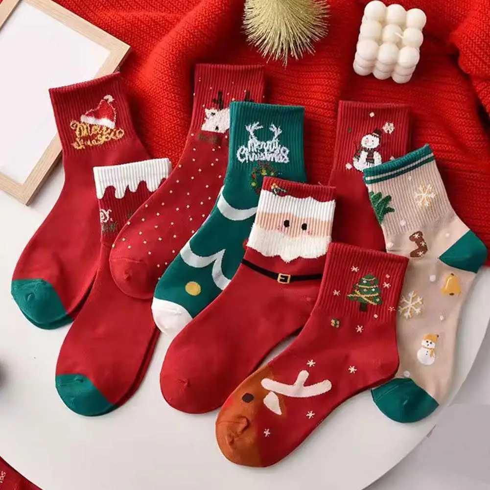 Christmas Cartoon Socks Winter Warm Soft Skin Friendly Elastic Sole Unisex Holiday Gift for Couples Family Home Indoor Outdoor J251024