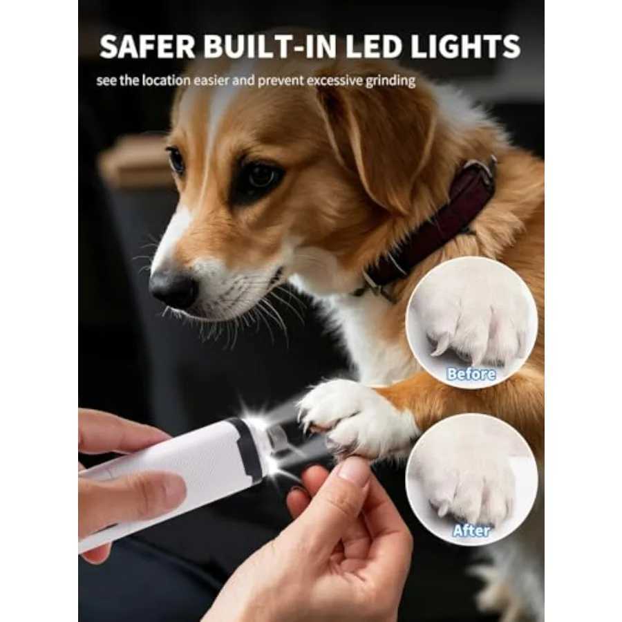 3Speed Electric Pet Nail Trimmer with LED Lights for Small Medium and Large Dogs Rechargeable Toenail Grinder for Safe and Effi Z20251024