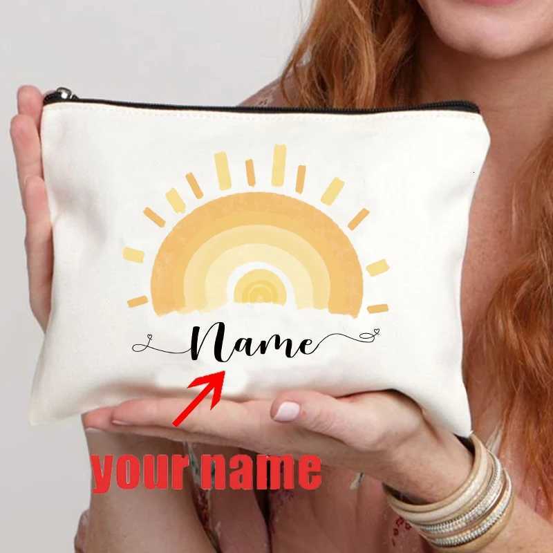 Rainbow Teacher Custom Name Makeup Bag Personalized Graduation Gift for Teachers Pencil Case Back To School Gift Women PurseT251024