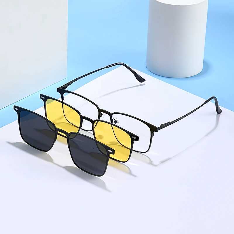 Caterside New Polarized Sunglasses Mens Metal Frame Women Sun Glasses Set Multi Lens Magnetic Suction 3In1 Eyewear UV400T251024