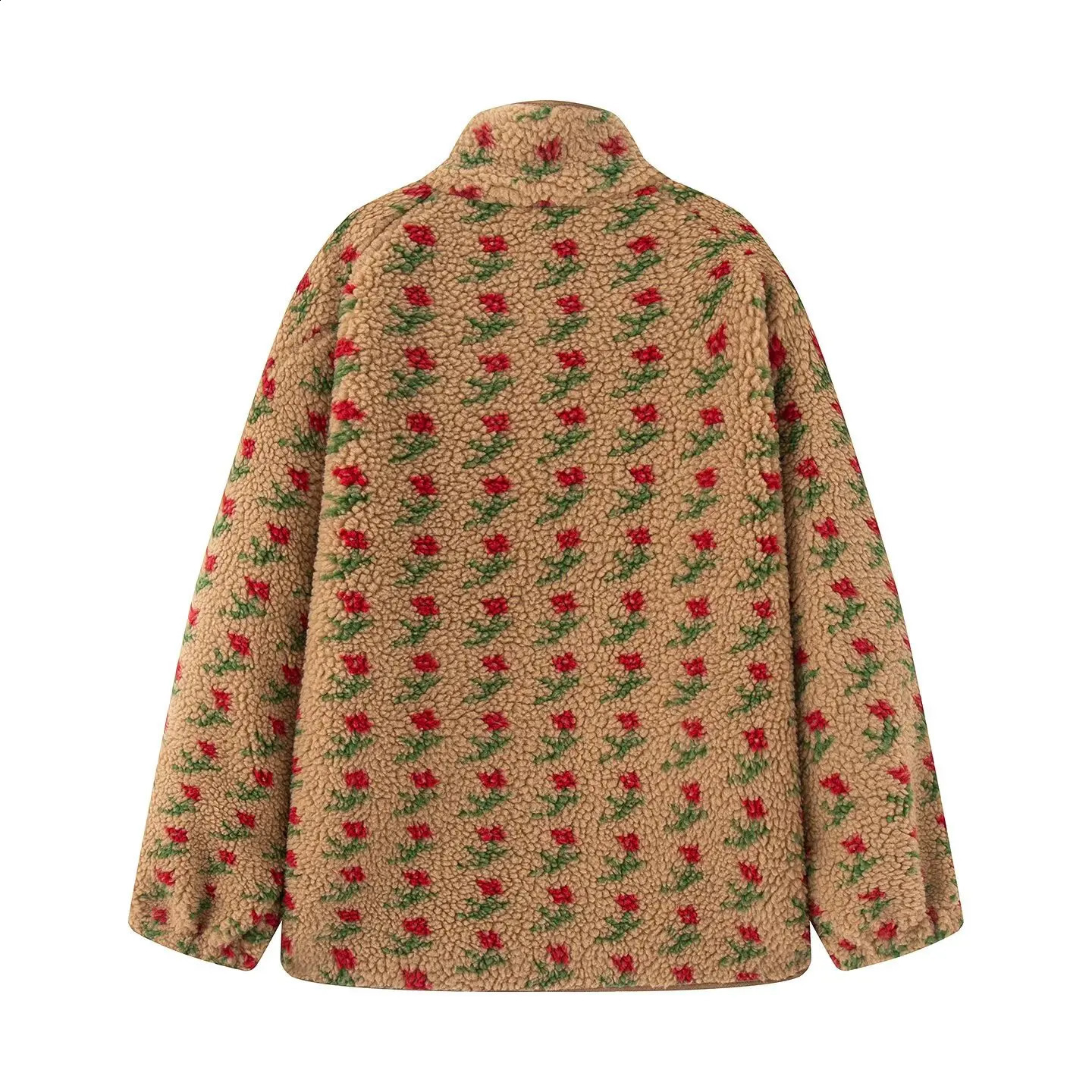 autumn and winter products European American crossborder womens street fashion jacquard floral fleece jacket versatile 251018