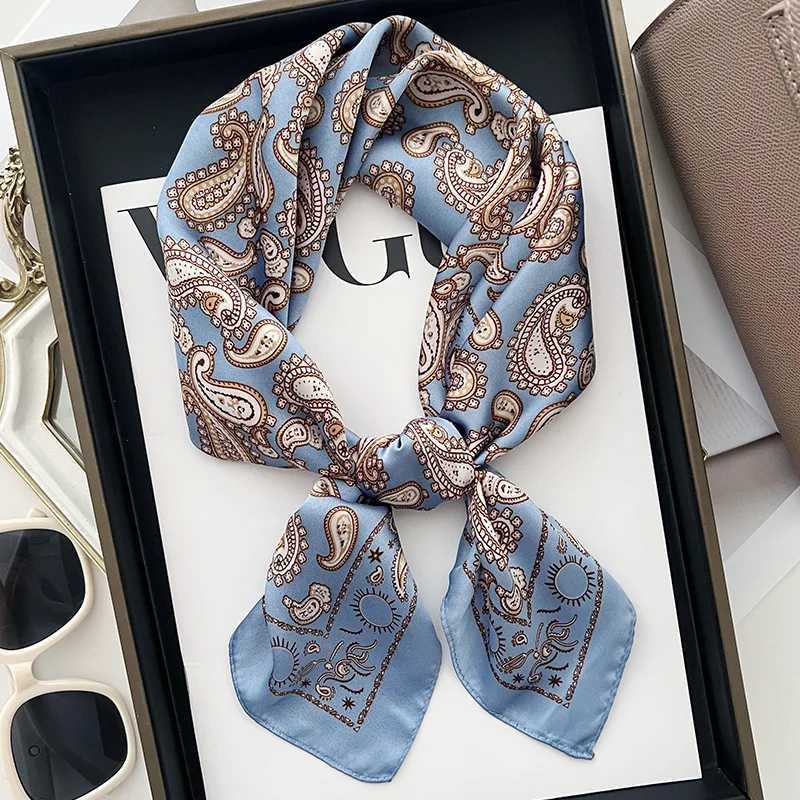 Paisley Cashew Print 7070cm Silk Square Scarf Women Neck Tie Soft Satin Neckerchief Female Foulard Headband Hijab Decorate Hand C251024