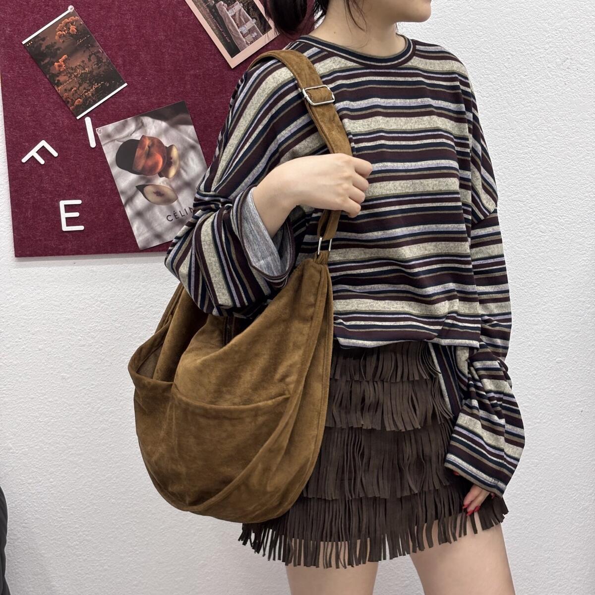 2025 Autumn Winter Suede Dumpling Korean Niche Design Maillard Matte Single Shoulder Crossbody Underarm Bag