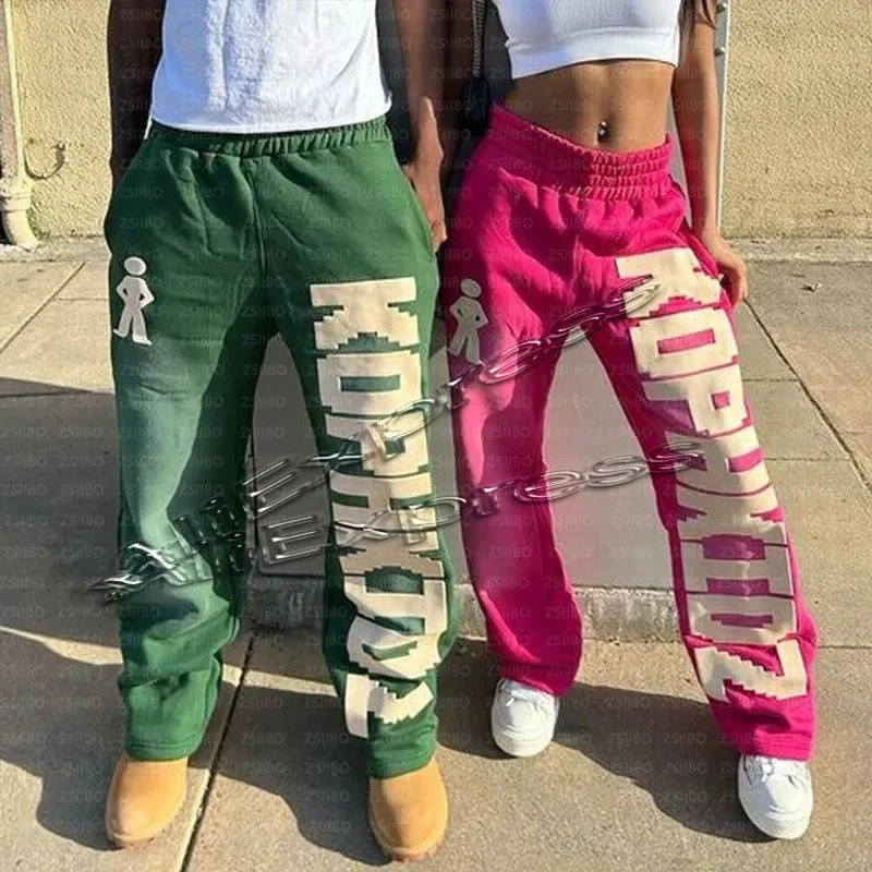 Mens Y2K Sweatpants Loose Elastic Waist Casual High Street HipHop Dance Streetwear Moto Pants 251020
