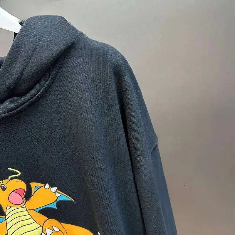 FW24 Show Mens Fashion Designer Hoodie Dragonite Black Cotton Oversized Long Sleeved Jersey Sweatshirt Designer Hoodie Jacket Tracksuit Men Polo Veste