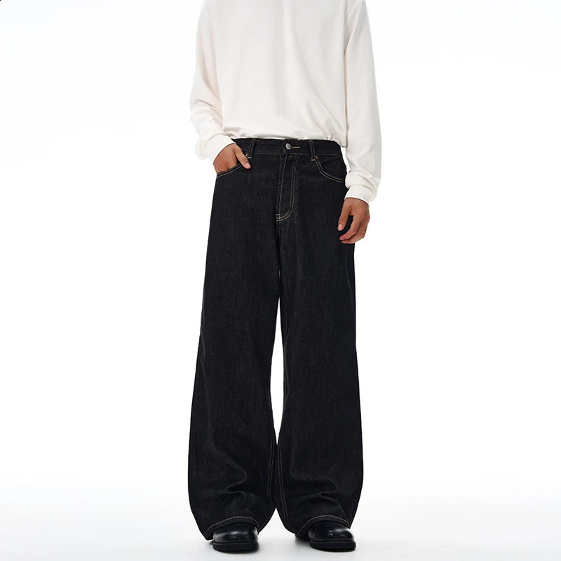 2025 AutumnWinter High Quality American Danny Original Cow Red Ear Curled Edge Jeans Mens Straight Tube Loose Long Pants 251018