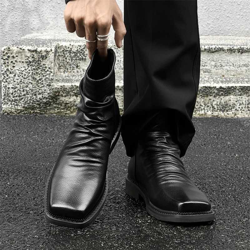 High Quality Ankle Boots Men Leather Winter Vintage Soft Leather High Top British Style Zipper Wedding Dress Business Mens Boots W251024