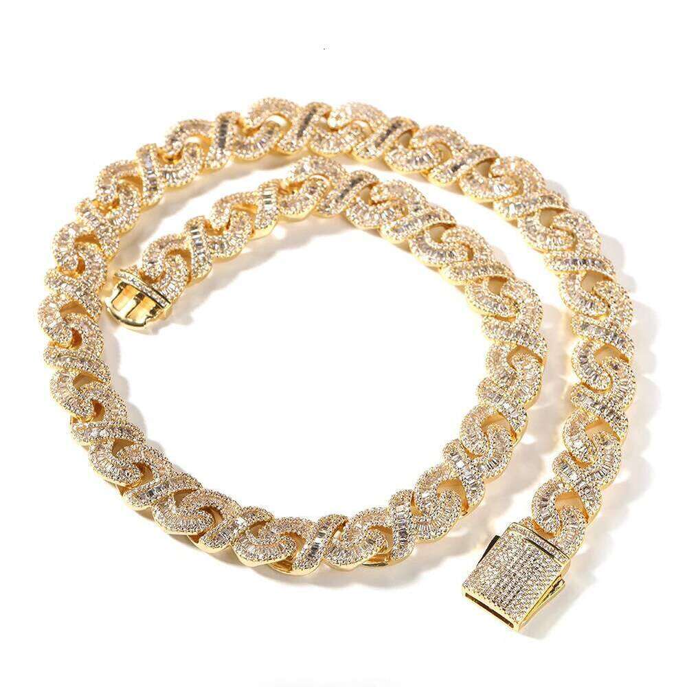 Uwin 12mm Infinity Chain Baguette Cuban Necklace Cubic Zirconia Micropave Charm y2k Jewelry Women Accessories Gifts