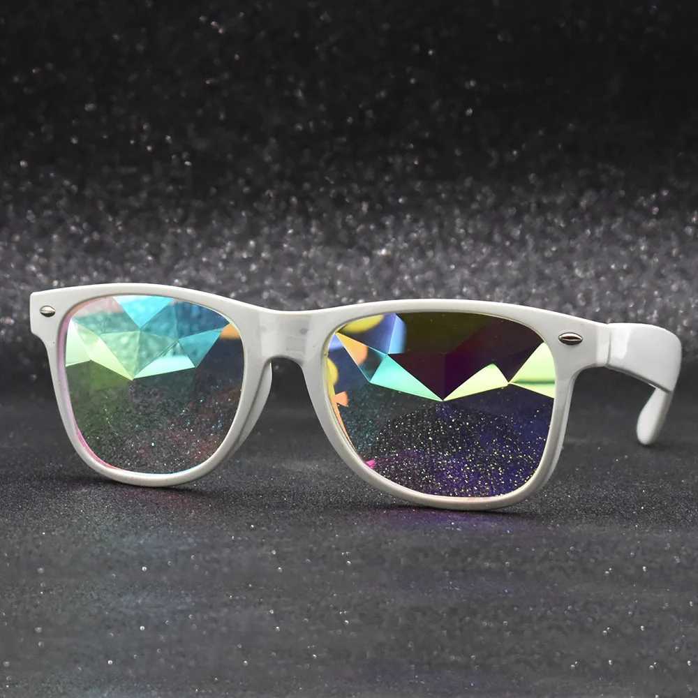 Trendy Square Party Sunglasses Women Men Fashion EDM Light Diffraction Futuristic Rave Festival Sun Glasses Psychedelic PrismT251024